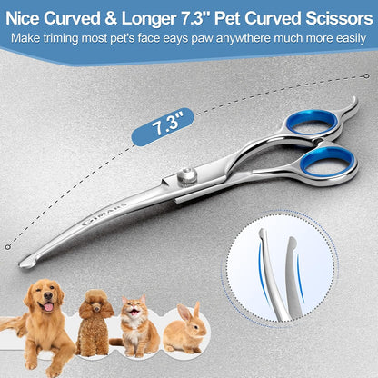 Titanium-Coated 6-in-1 Professional Dog Grooming Scissors - 4CR Stainless Steel with Safety Round Tips, Heavy-Duty Pet Grooming Tools for Dogs, Cats, and Animals