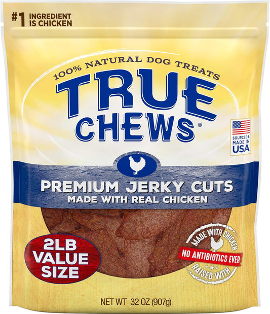 True Chews Premium Jerky Cuts Dog Treats - Natural Chicken Recipe, 32 oz Bag, Healthy & Delicious Treats for Dogs