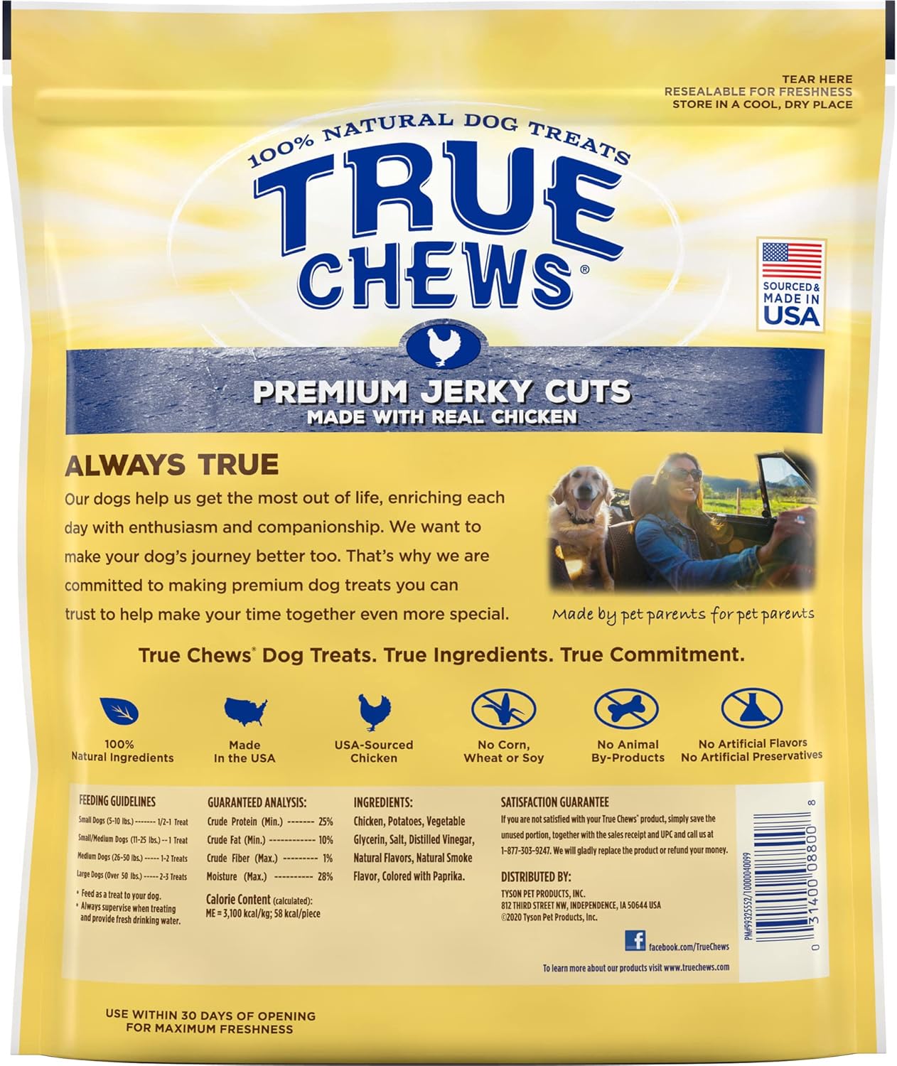 True Chews Premium Jerky Cuts Dog Treats - Natural Chicken Recipe, 32 oz Bag, Healthy & Delicious Treats for Dogs