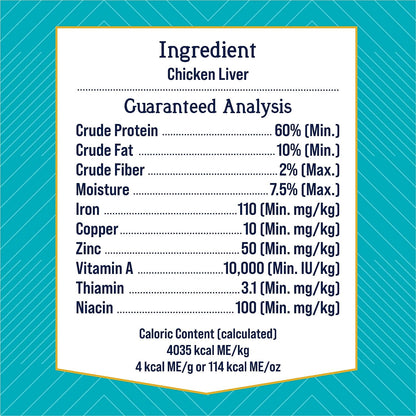 Freeze-Dried Raw Dog Treats - Single Ingredient Chicken Liver, 1.5 oz Resealable Tub, High-Protein, Grain-Free, Gluten-Free, Training Treats & Meal Topper