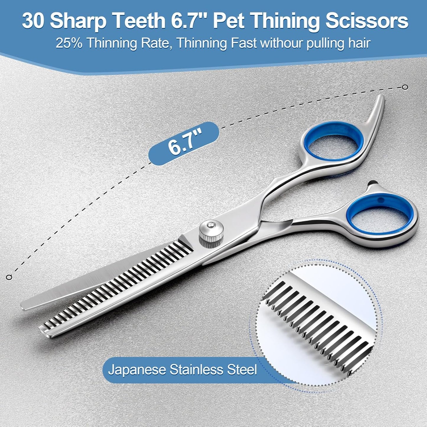 Titanium-Coated 6-in-1 Professional Dog Grooming Scissors - 4CR Stainless Steel with Safety Round Tips, Heavy-Duty Pet Grooming Tools for Dogs, Cats, and Animals