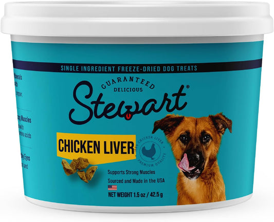 Freeze-Dried Raw Dog Treats - Single Ingredient Chicken Liver, 1.5 oz Resealable Tub, High-Protein, Grain-Free, Gluten-Free, Training Treats & Meal Topper